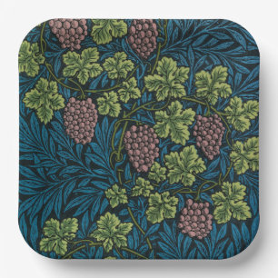 Grapevines with clusters of pink grapes Paper Plates