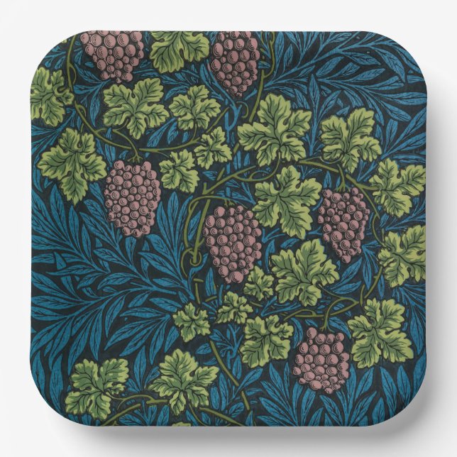  Grapevines with clusters of pink grapes  Paper Plates (Front)