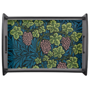  Grapevines with clusters of pink grapes  Serving Tray