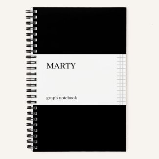 Graph Black Notebook with Monogram