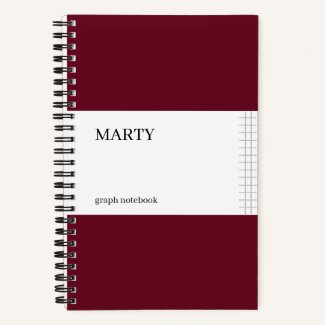 Graph Burgundy Notebook with Monogram