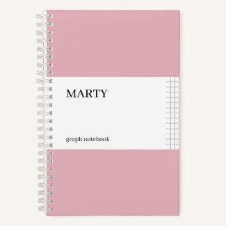 Graph Pink Notebook with Monogram