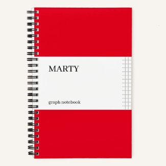 Graph Red Notebook with Monogram