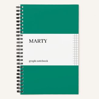 Graph Turquoise Notebook with Monogram