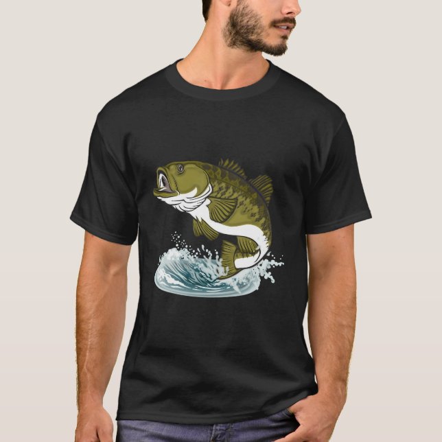 Graphic 365 Bass Fish Fishing T-Shirt (Front)