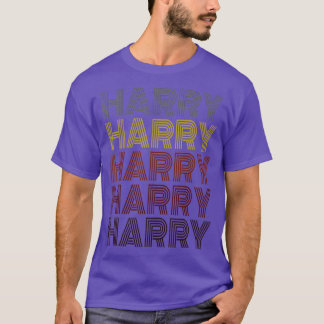 Graphic 365 First Name Harry Retro Pattern Vintage T-Shirt