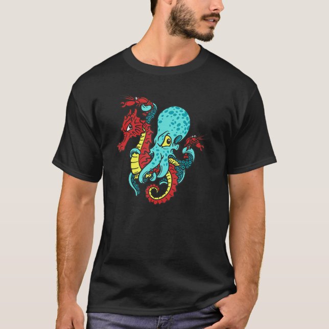 Graphic 365 Halloween Costume Octopus Seahorse T-Shirt (Front)