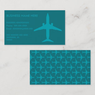 Graphic Airplane in Aqua Blue Business Card