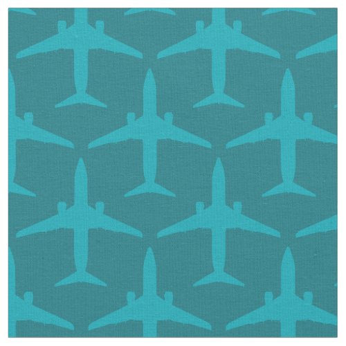 Graphic Airplane in Aqua Blue Fabric