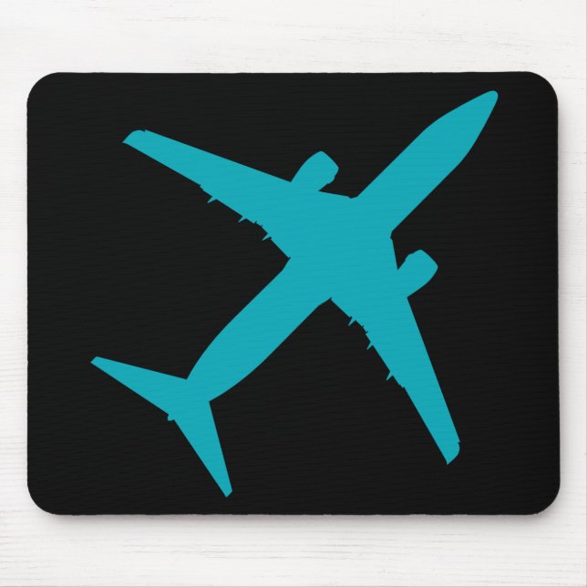 Graphic Airplane in Aqua Blue Mouse Pad (Front)