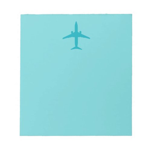 Graphic Airplane in Aqua Blue Notepad
