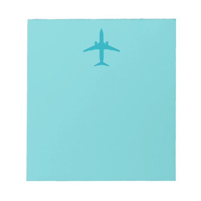 Graphic Airplane in Aqua Blue Notepad (Front)