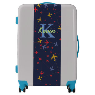 graphic airplanes personalized luggage