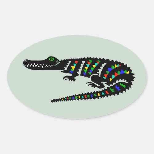 Graphic American CROCODILE _ Reptile  _ Wildlife Oval Sticker