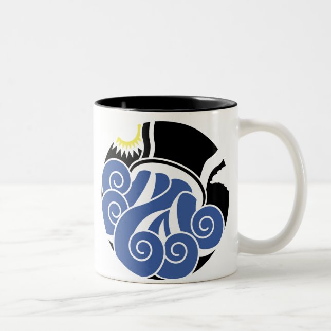 Graphic Aquarius Water swirling from Vase Two-Tone Coffee Mug (Right)