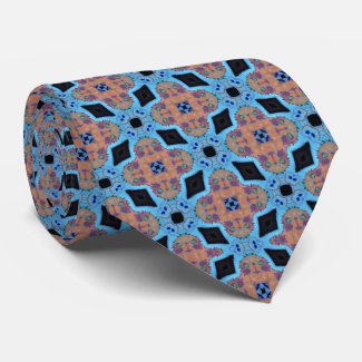 Graphic Art Blue Black Coral Illusion Pattern Neck Tie