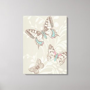 Graphic art butterflies and floral canvas print
