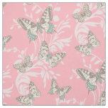 Graphic art butterflies damask pink insect fabric
