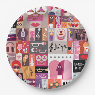 Graphic art collage paper plates