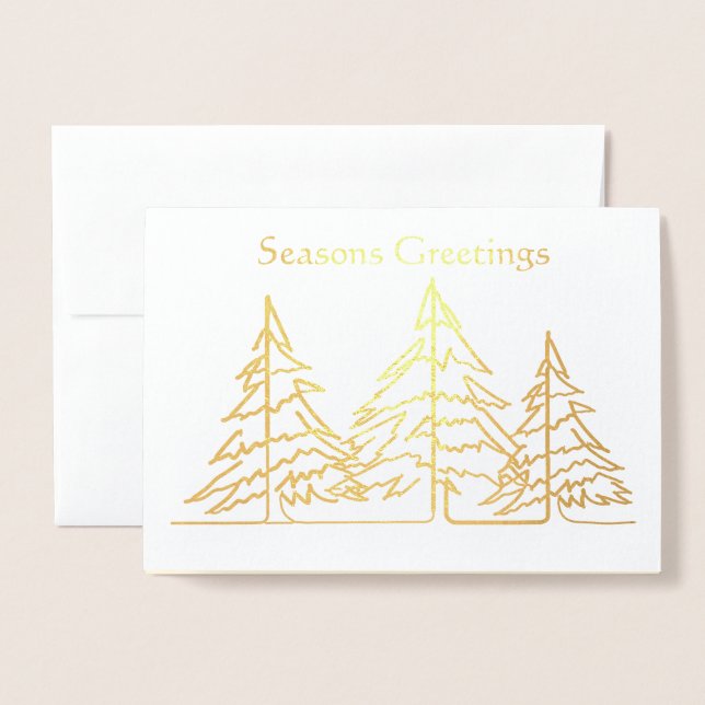 Graphic Art Deco Christmas Tree Photo Christmas  Foil Card (Front With Envelope)