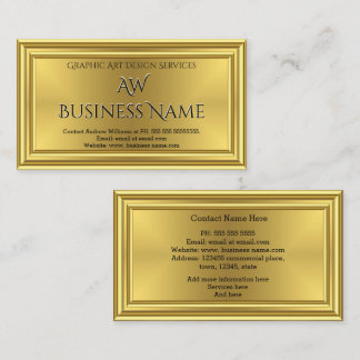 Graphic Art Designer Gold Monogram Deco Business Card