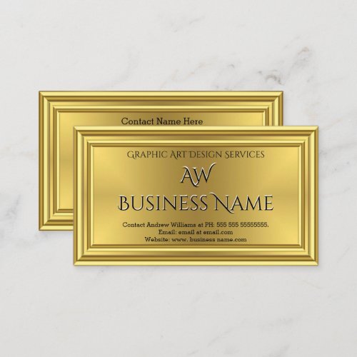 Graphic Art Designer Gold Monogram Deco Business Card