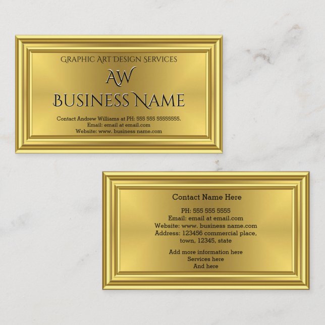 Graphic Art Designer Gold Monogram Deco Business Card (Front/Back)