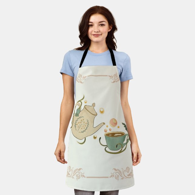 Graphic Art, Fairy Tea Cups Illustration Apron (Worn)