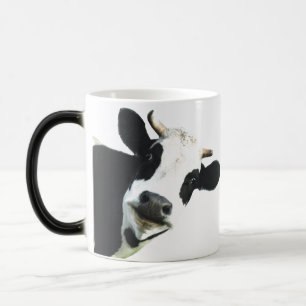 Graphic Art Fun Black & White Holstein Curious Cow Color Morph Mug