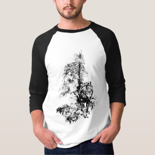 Graphic Art  Grey Wolf Wildlife Animal Nature T_Shirt