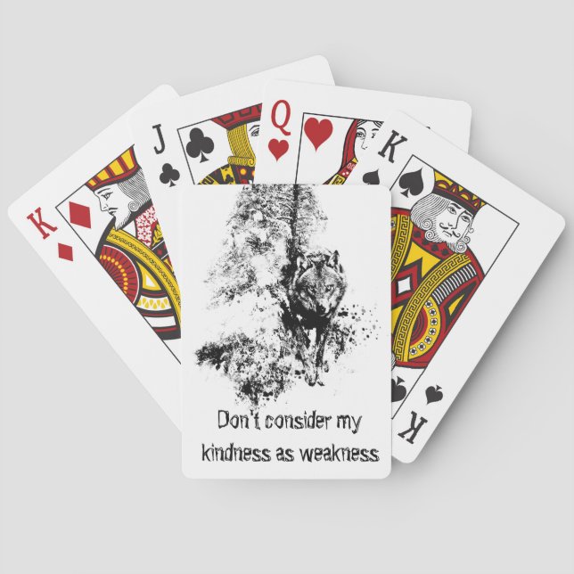Graphic Art Grey Wolf Wildlife Kindness Quote Poker Cards (Back)