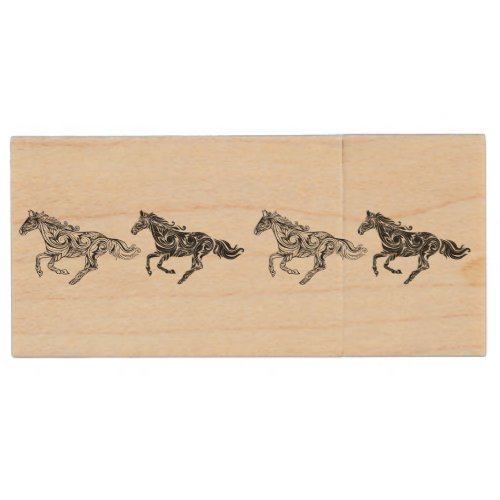 Graphic Art Horse Farm Animals  Wood Flash Drive