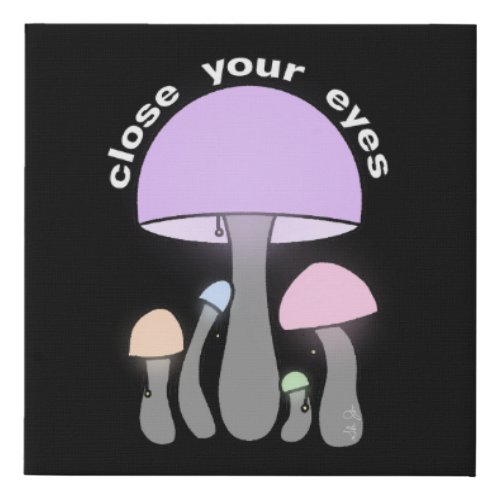 Graphic Art Mushroom Night Lights Faux Canvas Print