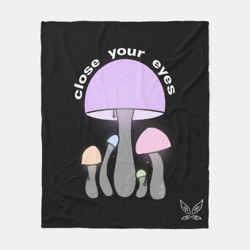 Graphic Art Mushroom Night Lights Fleece Blanket