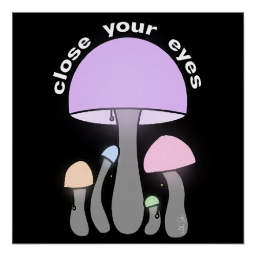 Graphic Art Mushroom Night Lights Poster