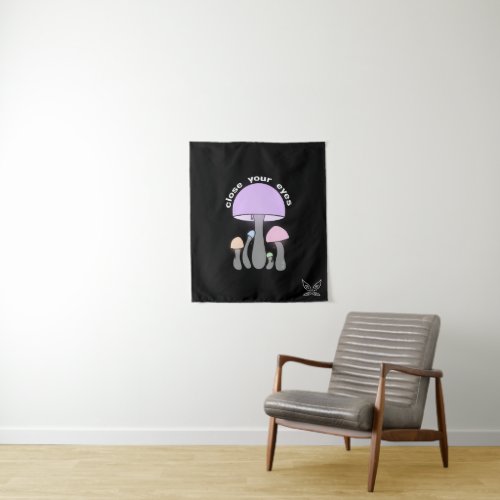 Graphic Art Mushroom Night Lights Tapestry