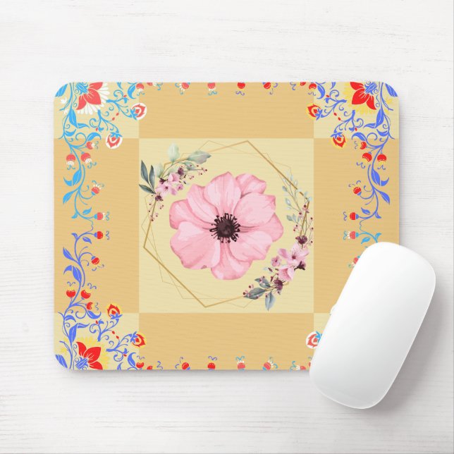 Graphic Art, Orange Illustration Spring Rebirth Mouse Pad (With Mouse)