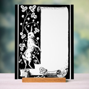 Graphic art rabbit and scroll acrylic sign