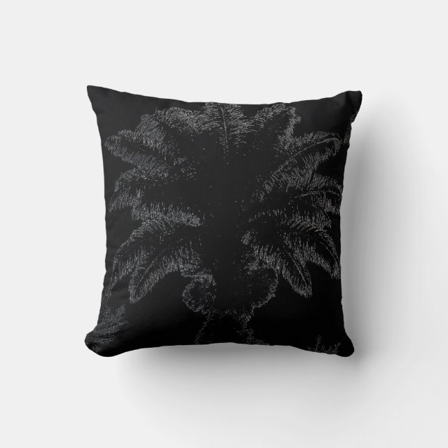 Graphic art tropical palm tree silhouette throw pillow (Front)