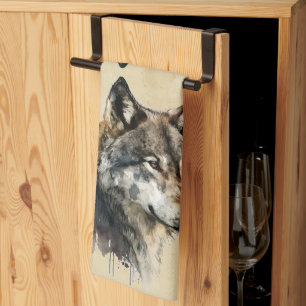 Graphic Art Wolf Wild Animal Nature Wildlife Art Kitchen Towel