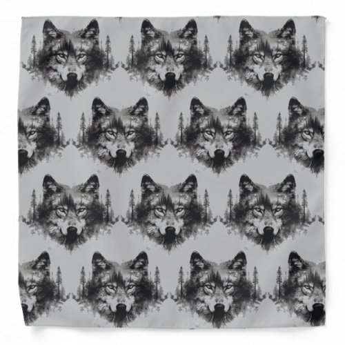 Graphic Art Wolf Wolves Animal Nature Wildlife  Bandana