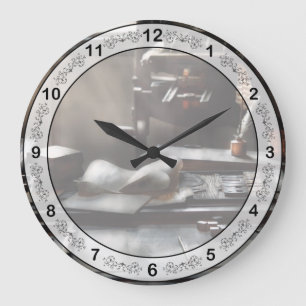 Graphic Artist - At the Printers Office Large Clock