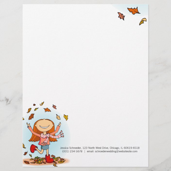 Graphic autumn / fall girl letterhead | Zazzle.com