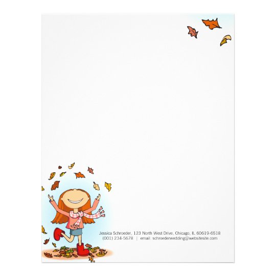 Graphic autumn / fall girl letterhead | Zazzle.com