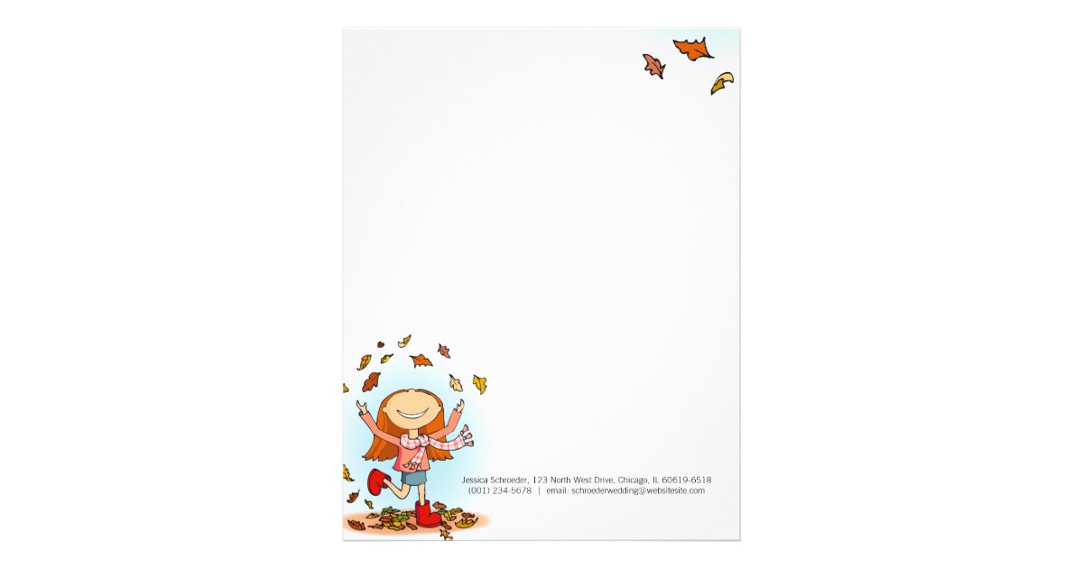 Graphic autumn / fall girl letterhead | Zazzle.com