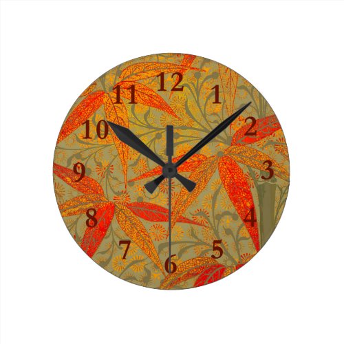 Graphic Bamboo Art Print Nouveau Pattern Round Clock