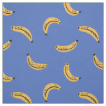 Graphic bananas on bright blue background fabric