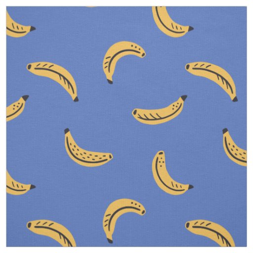 Graphic bananas on bright blue background fabric