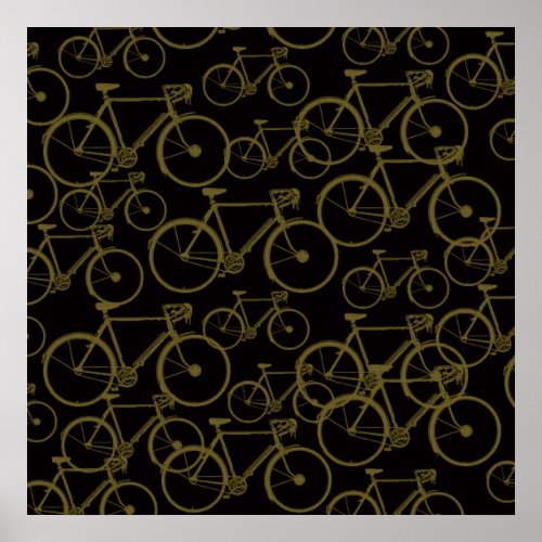 Graphic Bicycles on Black Art Poster