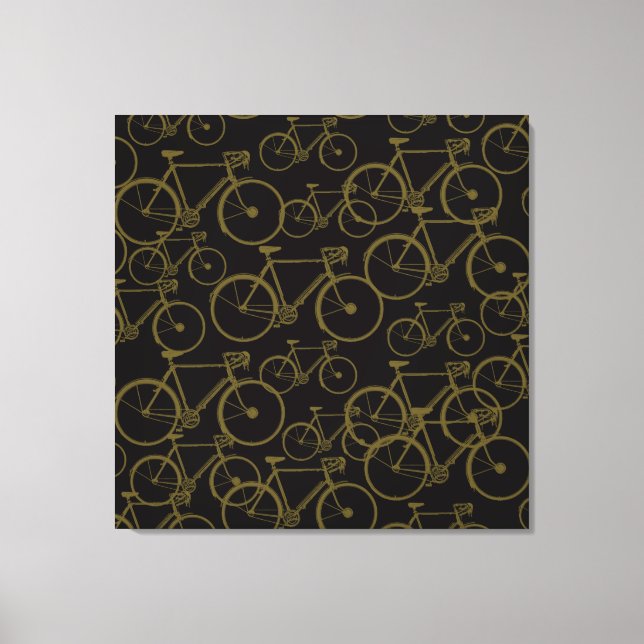 Graphic Bicycles on Black Canvas Print (Front)